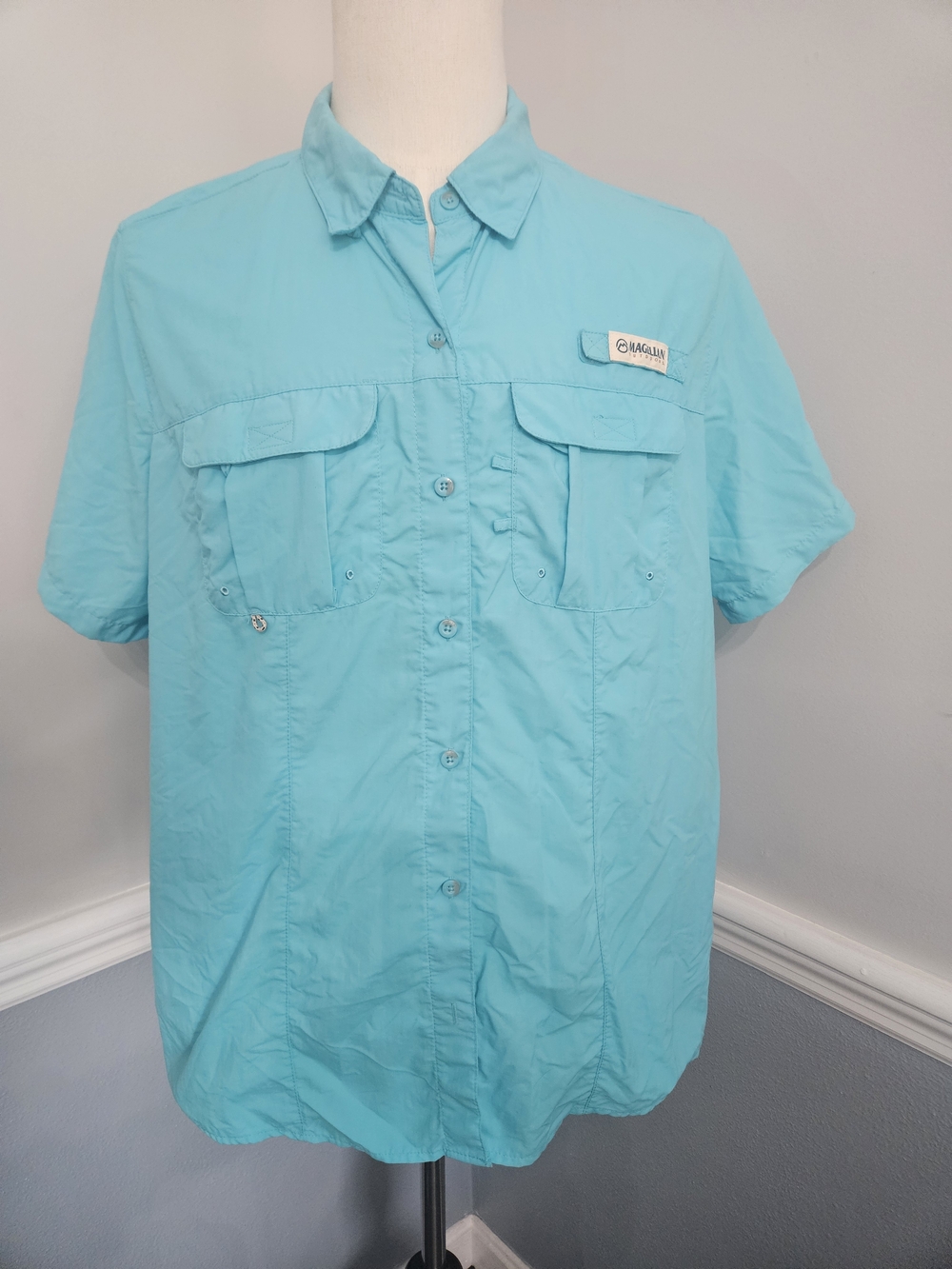 Magellan Outdoors Short-Sleeve Fishing Shirt - Aqua Men's Size 1x